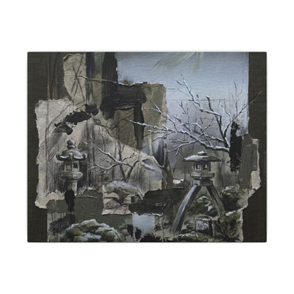 Winter Moonlit Garden Dark Texture Canvas Art | Moody Decor