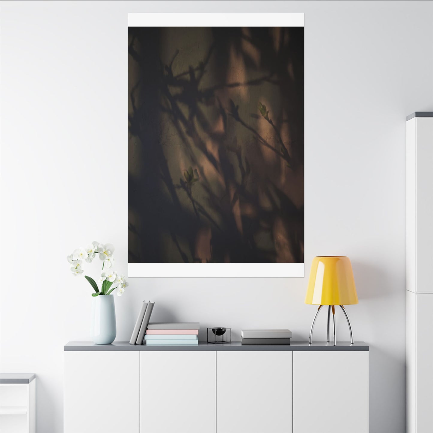 Candlelight Shadow Play Canvas Art - Dark Japandi Shibui