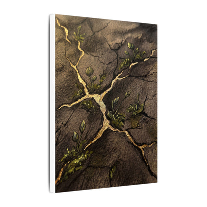 Spring Cracked Earth Charcoal Ink Canvas Art | Luxurious Decor