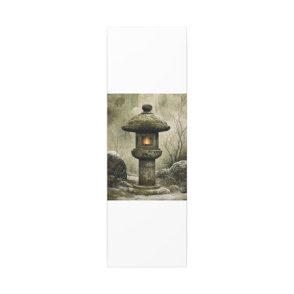 Stone Lantern Winter Canvas Art | Japandi Neutral Design