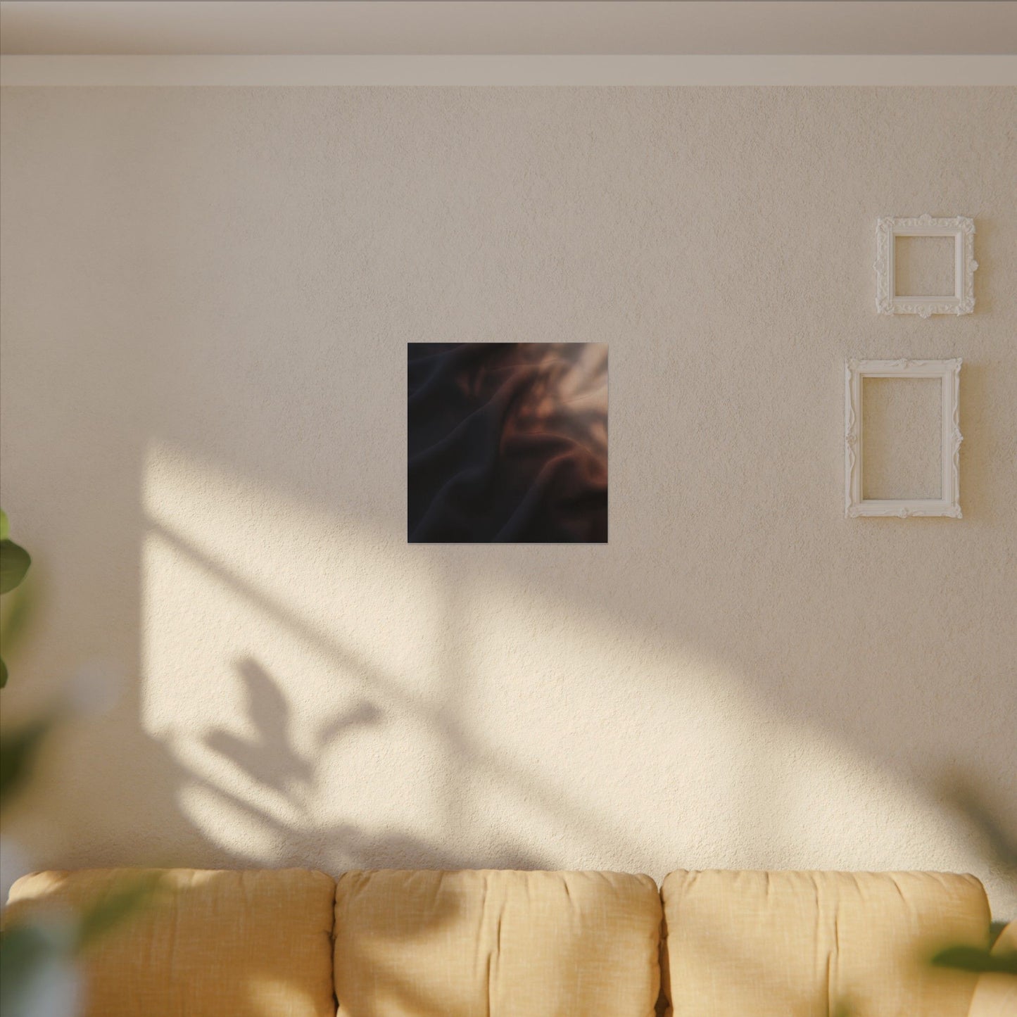 Dark Japandi Silk Drape in Dawn | Shadow Zen Canvas Art