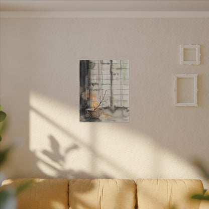 Shoji Screen Canvas Art | Spring Japandi Watercolor Art