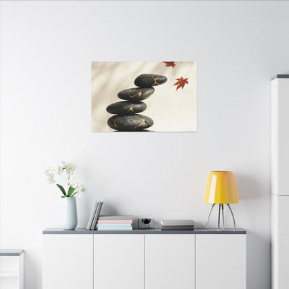 Kintsugi River Stones in Dappled | Crackle Gold Canvas Art