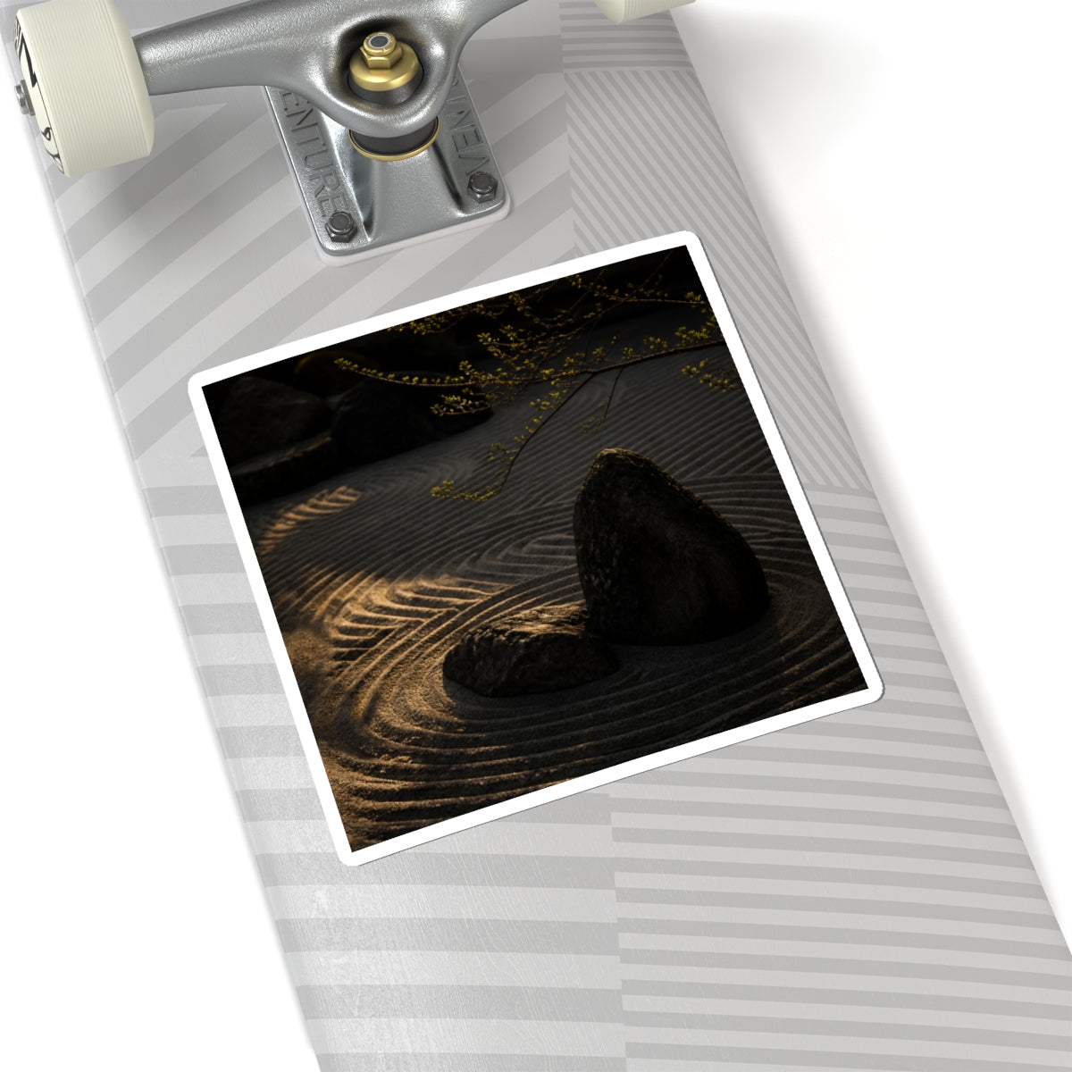 Rock Garden Shadow Zen Sticker | Sophisticated Dark Japandi Art