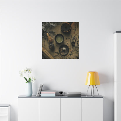 Tea Ceremony Canvas Art | Winter Zen Ukiyo E Inspired Art