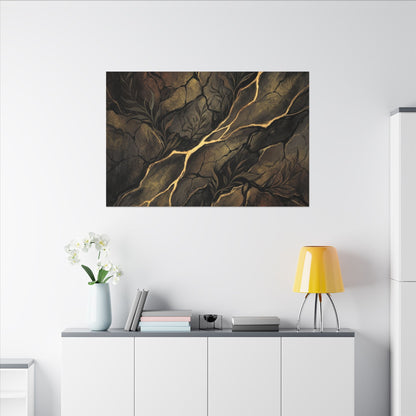 Cracked Earth Charcoal Ink Canvas Art | Bold Dark Japandi Art