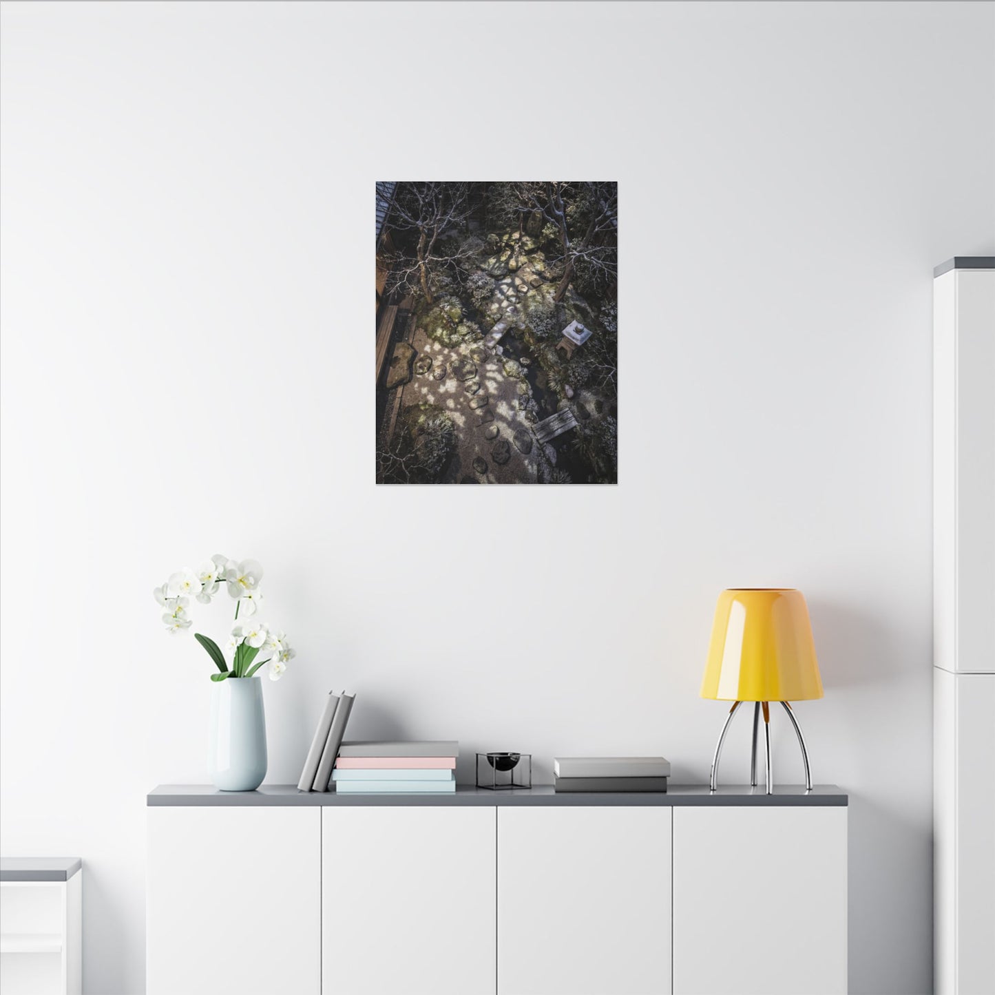 Moonlit Garden Japanese Pattern Canvas Art | Elegant Japandi Art