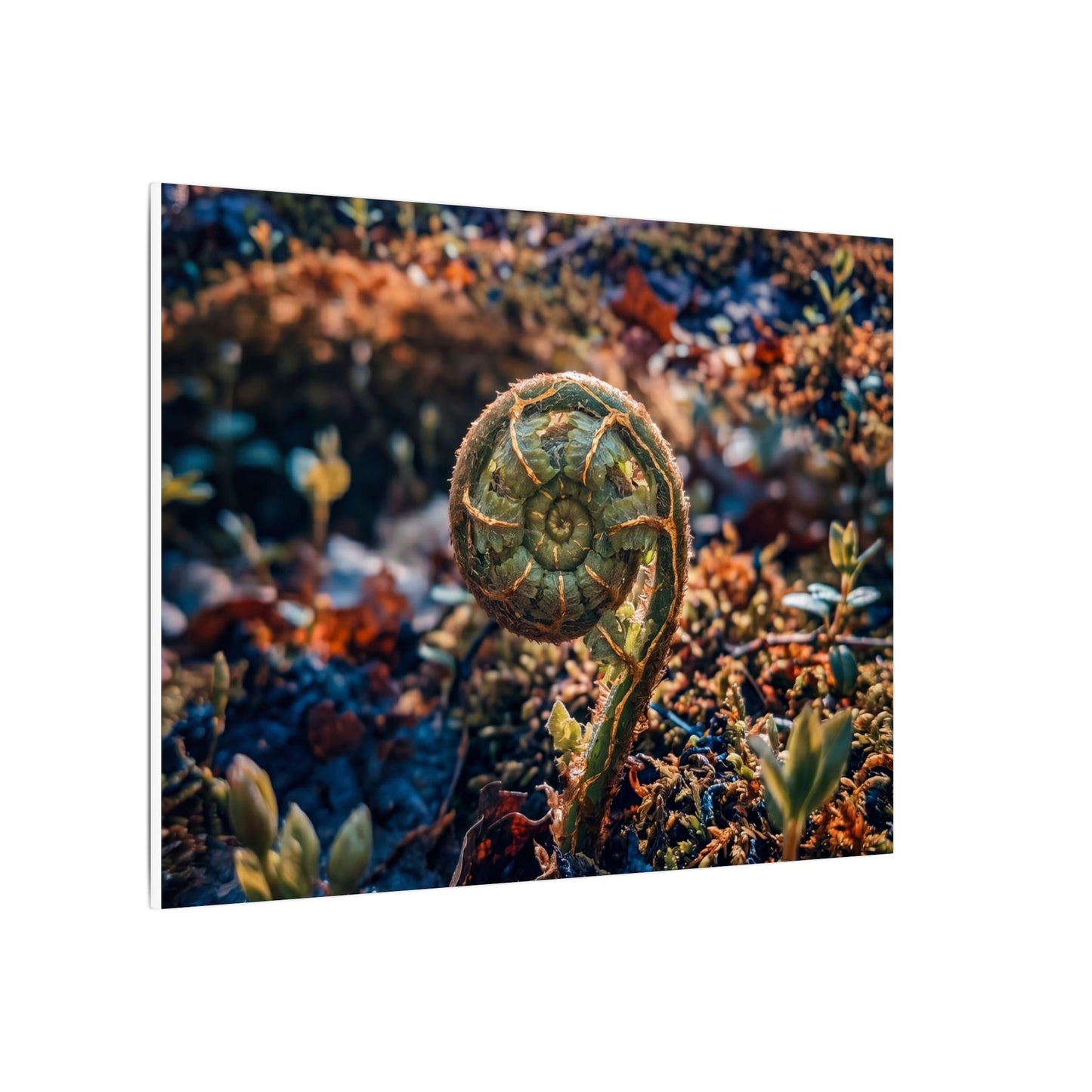 Kintsugi Fern Unfurling in Dappled | Gold Vein Canvas Art