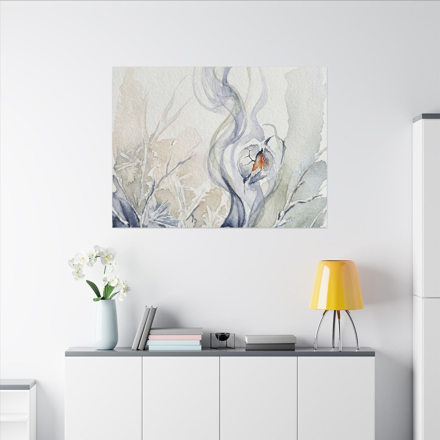 Earthy Incense Smoke Canvas Art - Watercolor Japandi