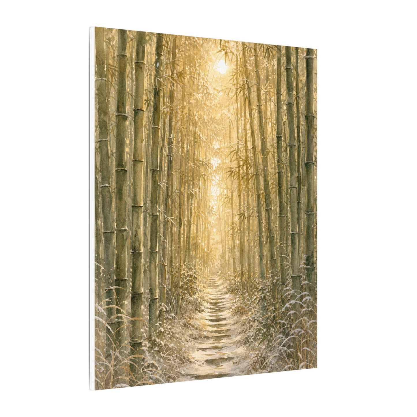 Bamboo Grove Winter Canvas Art | Japandi Elegant Design
