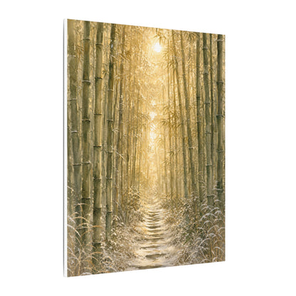 Bamboo Grove Winter Canvas Art | Japandi Elegant Design