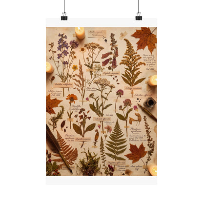 Autumn Dried Flowers Herbarium Wall Art Print | Earthy Decor