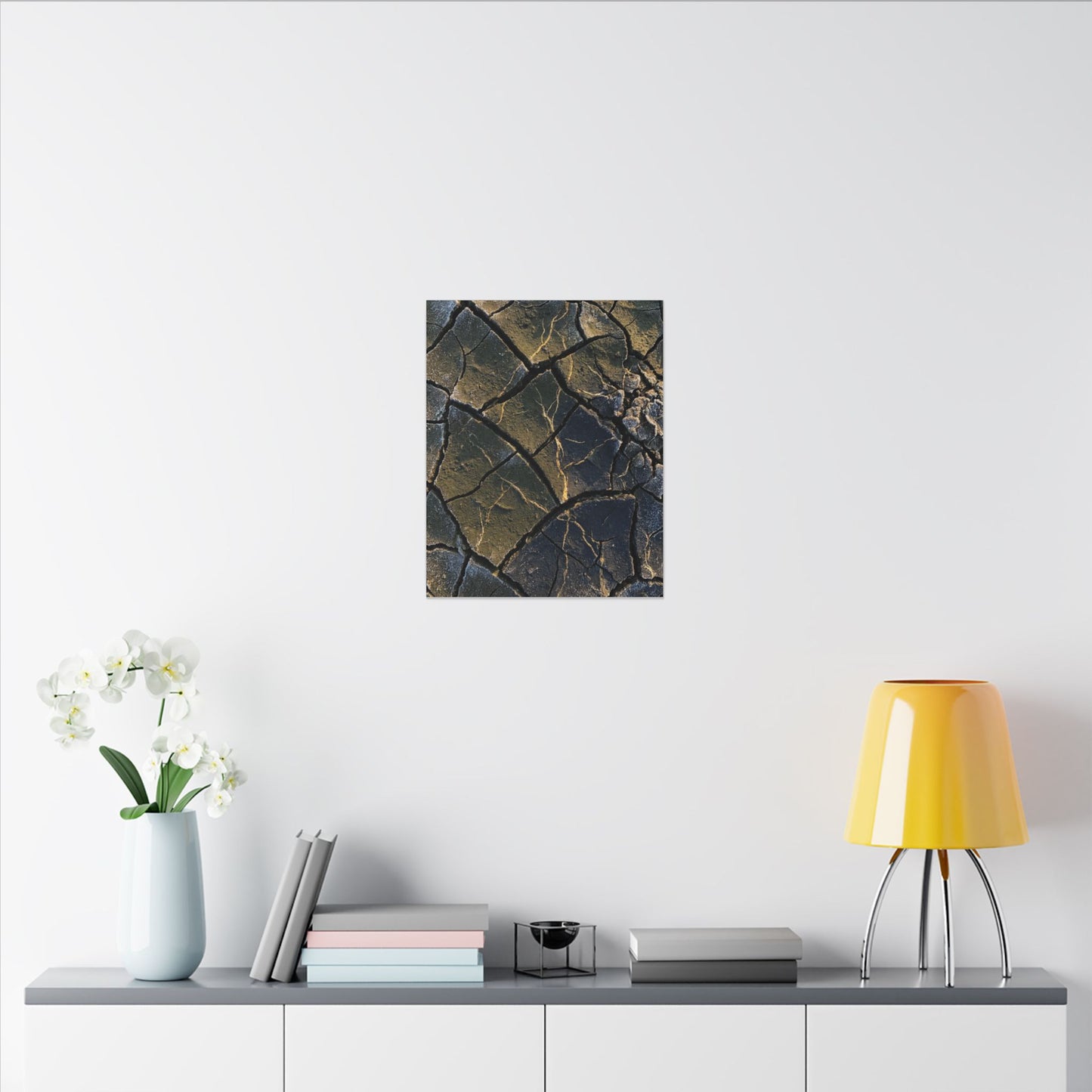 Winter Cracked Earth Moody Minimal Canvas Art | Atmospheric Decor