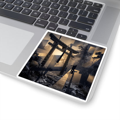 Torii Gate Moody Minimal Sticker | Sophisticated Dark Japandi Art