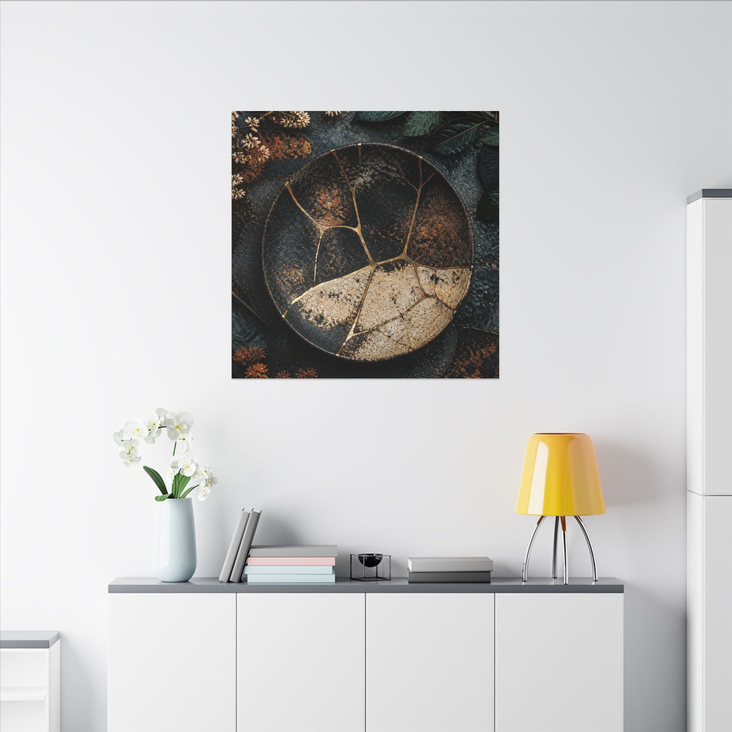 Kintsugi Rust Patina in Dawn | Gold Repair Canvas Art