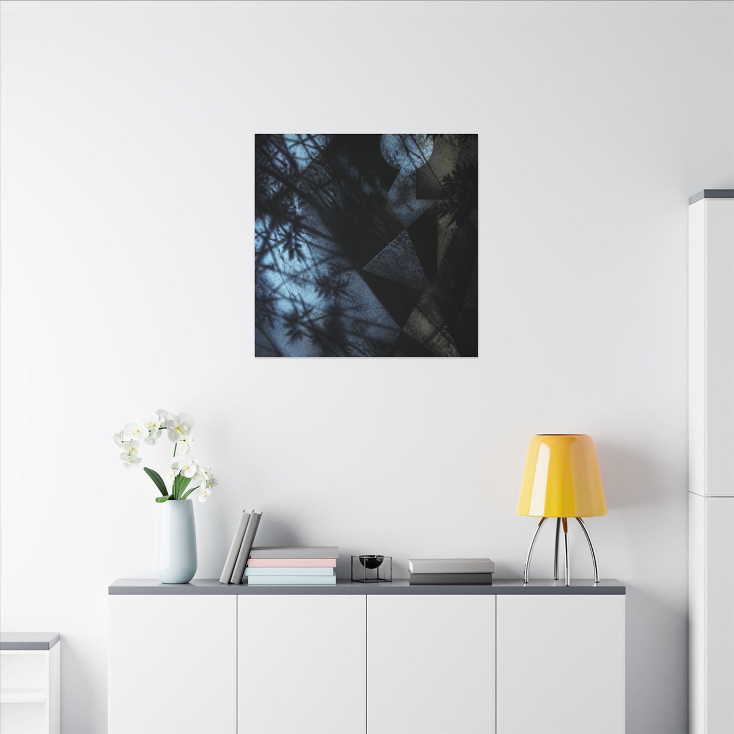 Shadow Play Winter Canvas Art | Dark Japandi Luxurious Design