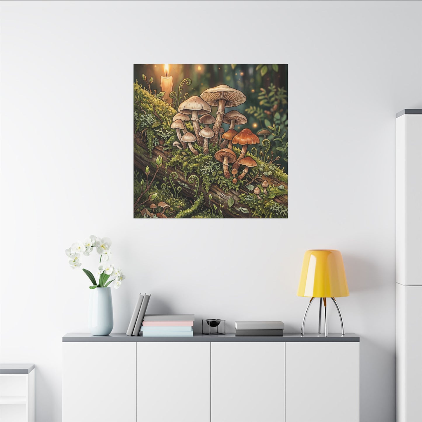 Spring Wild Mushrooms Herbarium Canvas Art | Rustic Decor