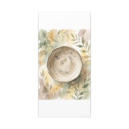 Ceramic Bowl Watercolor Canvas Art | Warm Japandi Art