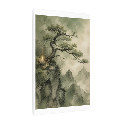Candlelight Pine Tree Canvas Art - Japandi Kanso