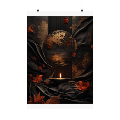 Kanso Silk Drape Wall Art Print - Dark Japandi Dark Texture