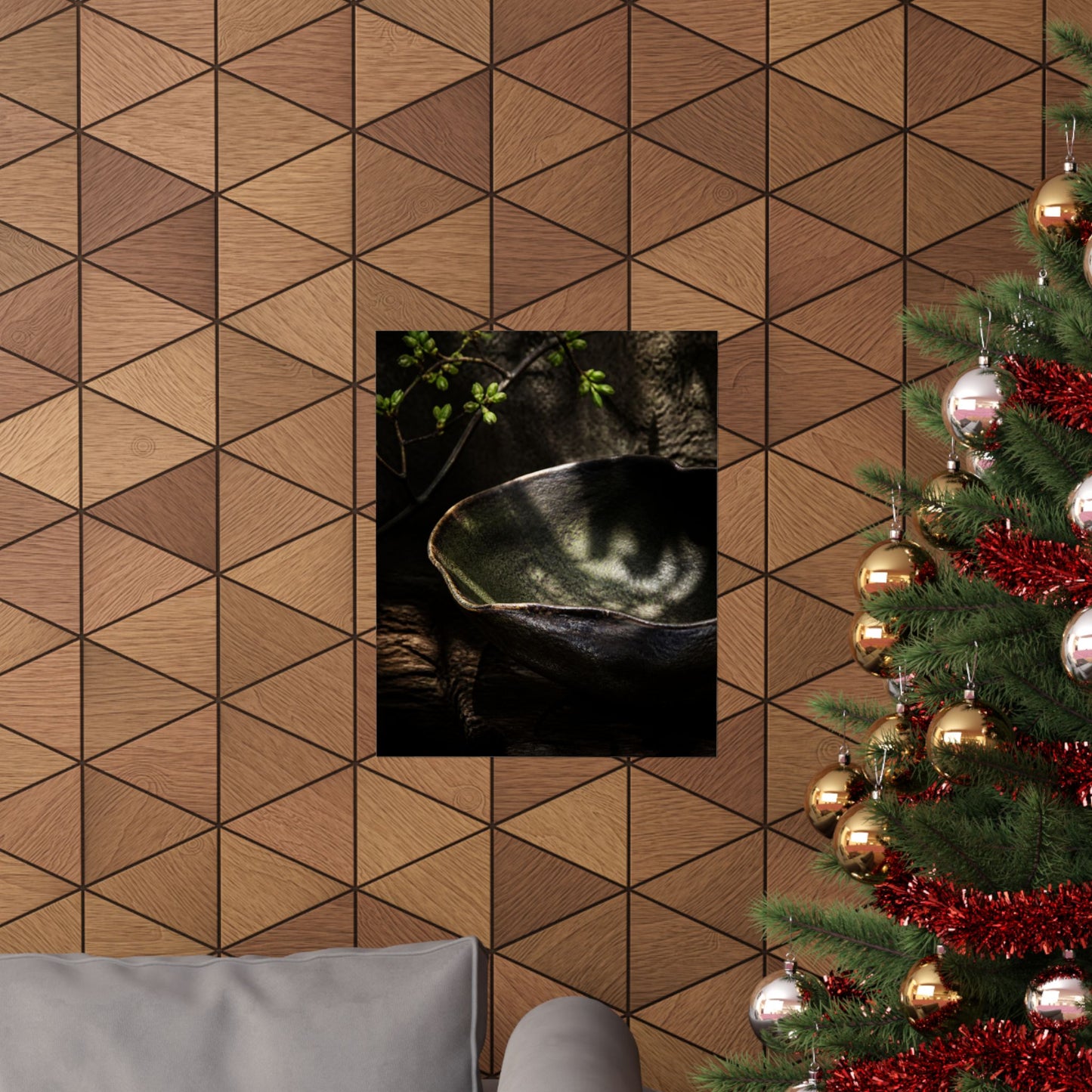 Dappled Ceramic Bowl Wall Art Print - Dark Japandi Fukinsei