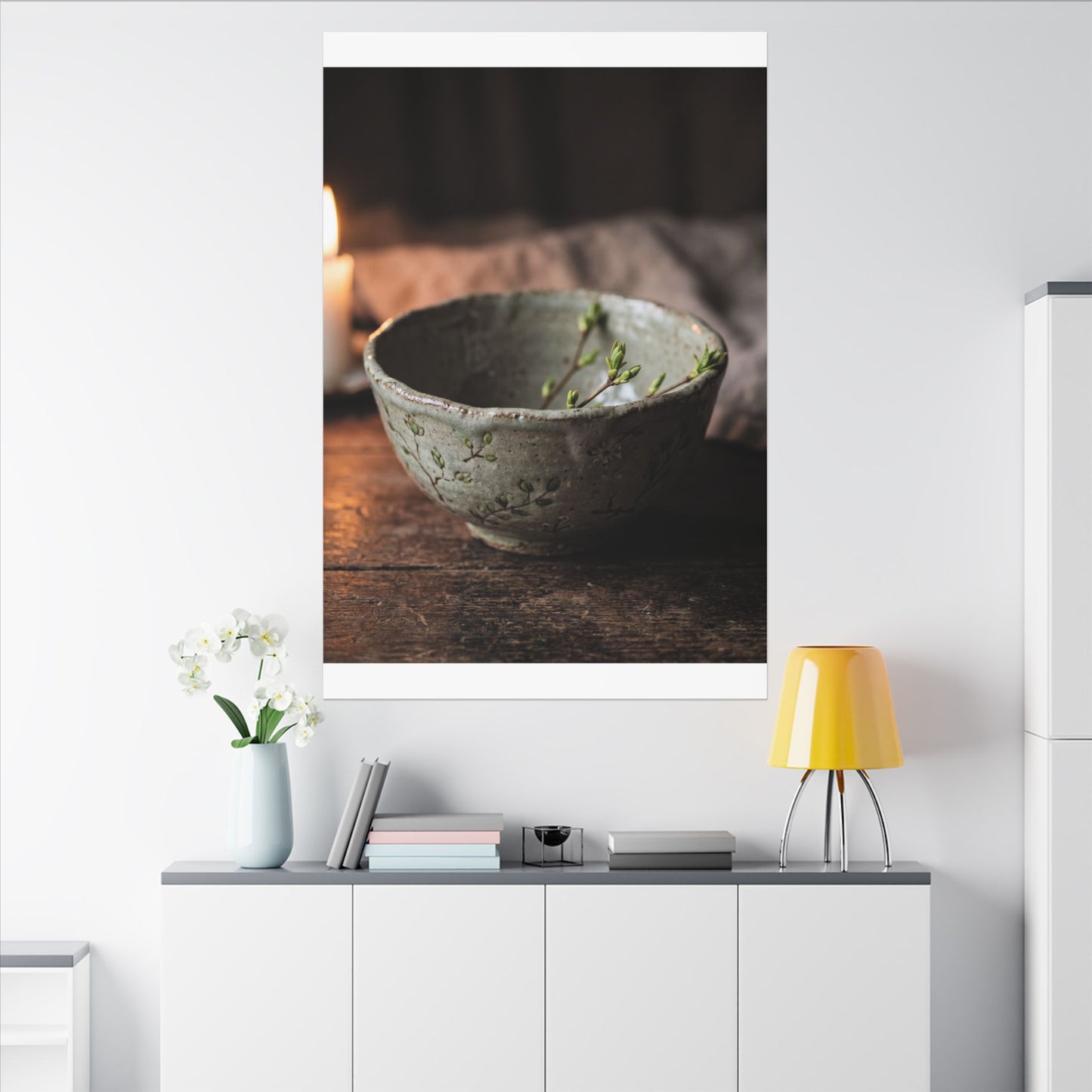 Ceramic Bowl Spring Canvas Art | Japandi Neutral Design