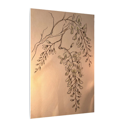 Japandi Wisteria in Candlelight | Minimal Line Canvas Art
