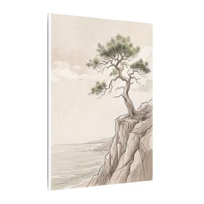 Japandi Pine Tree in Dappled | Minimal Line Canvas Art