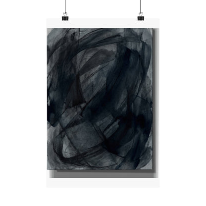 Deep Tones Dark Japandi Charcoal Wall Art Print | Deep Tones Charcoal Ink Art Print