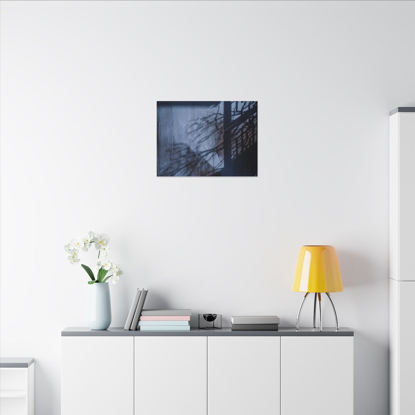 Shadow Play Moody Minimal Canvas Art | Moody Dark Japandi Art