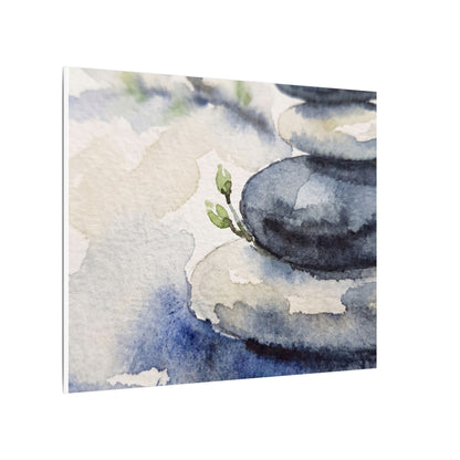 River Stones Watercolor Canvas Art | Cozy Japandi Art