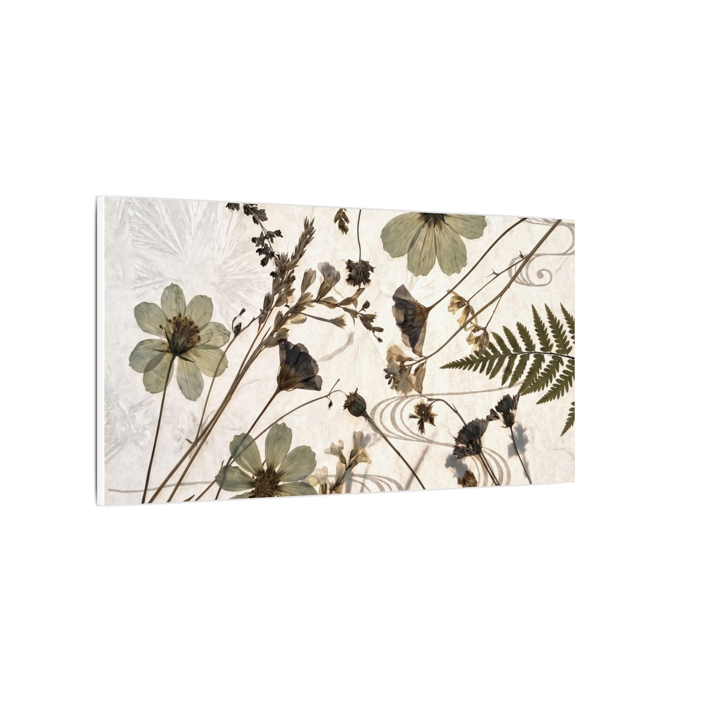 Japandi Dried Flowers in Golden Hour | Japanese Pattern Canvas Art