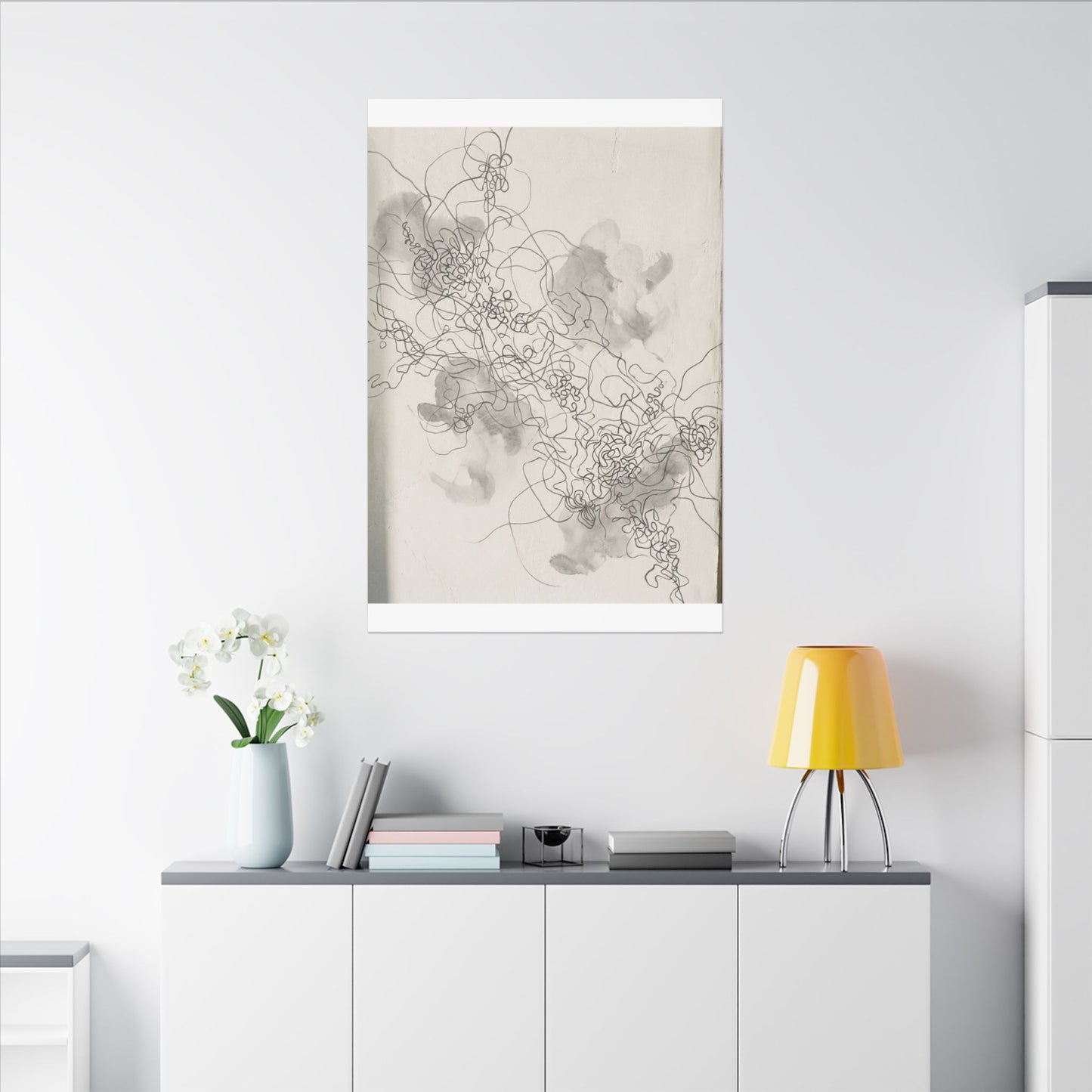Summer Shadow Play Minimal Line Canvas Art | Earthy Decor