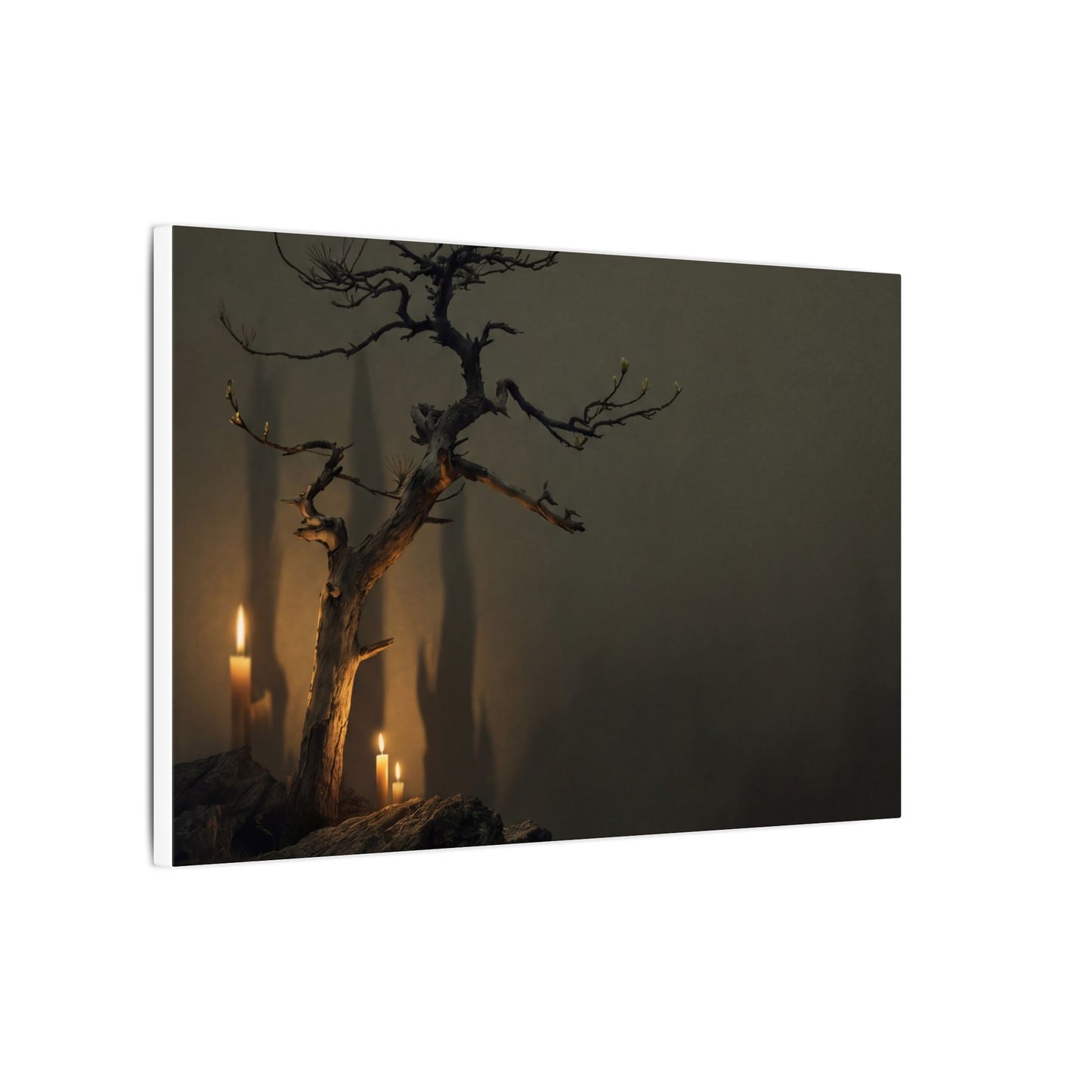 Ma Pine Tree Canvas Art - Dark Japandi Shadow Zen