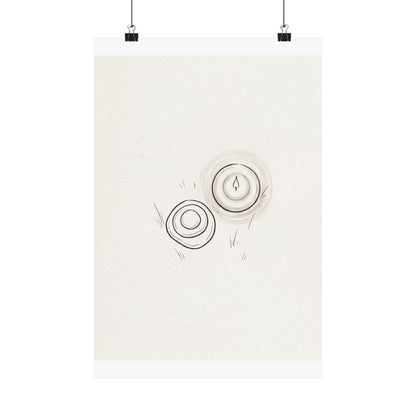 River Stones Minimal Line Wall Art Print | Neutral Japandi Art