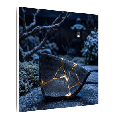 Moonlit Garden Winter Canvas Art | Kintsugi Artful Design