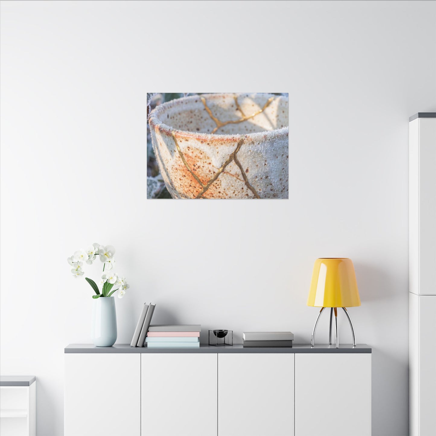 Resilient Ceramic Bowl Canvas Art - Gold Vein Kintsugi
