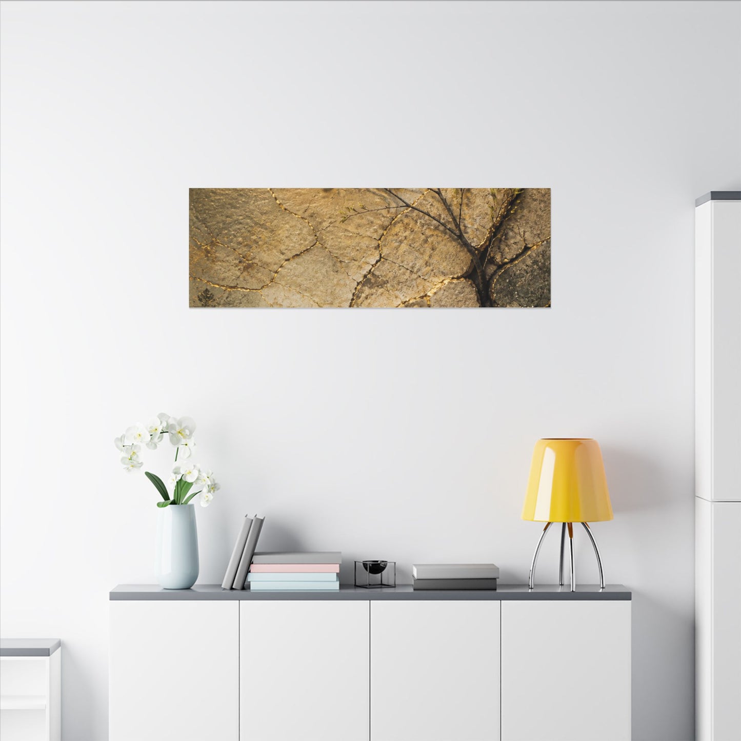 Cracked Earth Spring Canvas Art | Japandi Warm Design