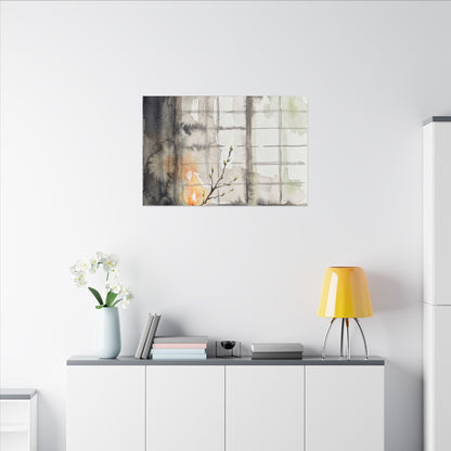 Shoji Screen Canvas Art | Spring Japandi Watercolor Art