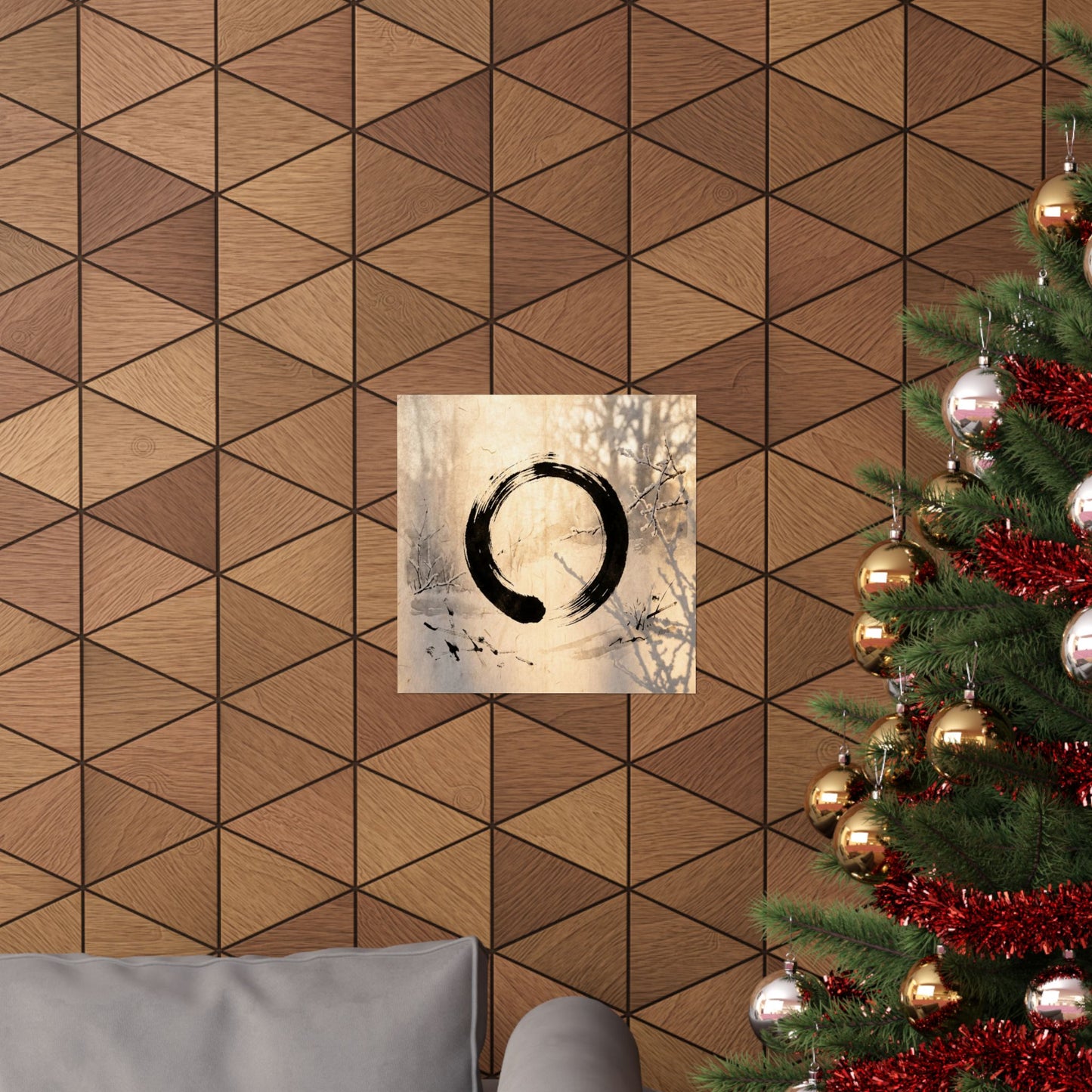 Shoji Screen Wall Art Print | Winter Zen Enso Art