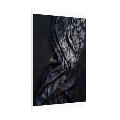 Seijaku Silk Drape Canvas Art - Dark Japandi Dark Texture