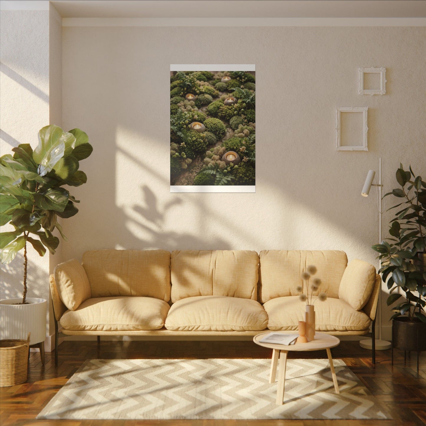 Moss Close Up Japanese Pattern Canvas Art | Neutral Japandi Art