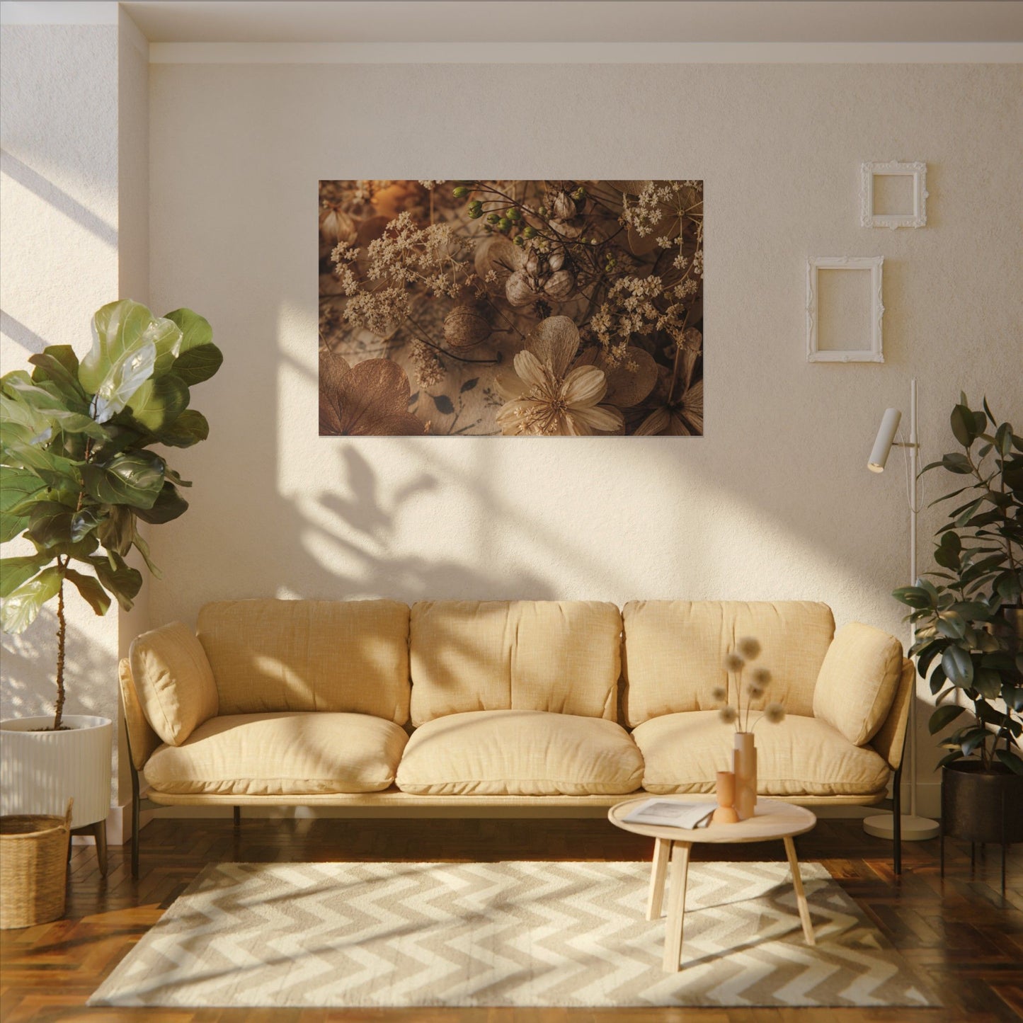 Spring Dried Flowers Japanese Pattern Canvas Art | Earthy Decor