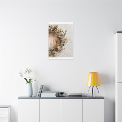 Dried Flowers Japanese Pattern Canvas Art | Neutral Japandi Art