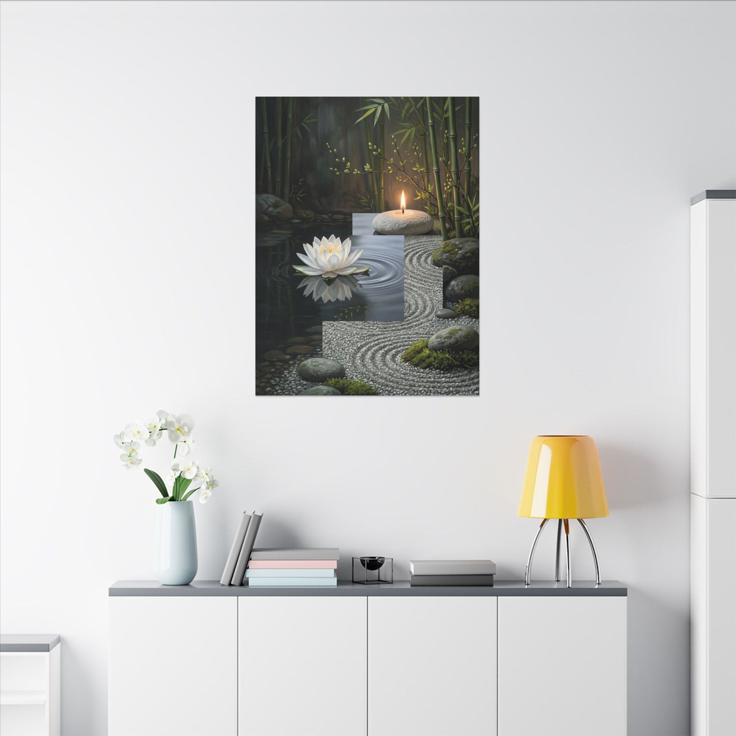 Candlelight Lotus Flower Canvas Art - Zen Kanso