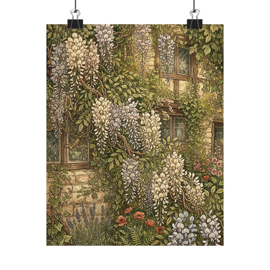 Cottagecore Wisteria in Dappled | Vintage Botanical Wall Art Print Art Print
