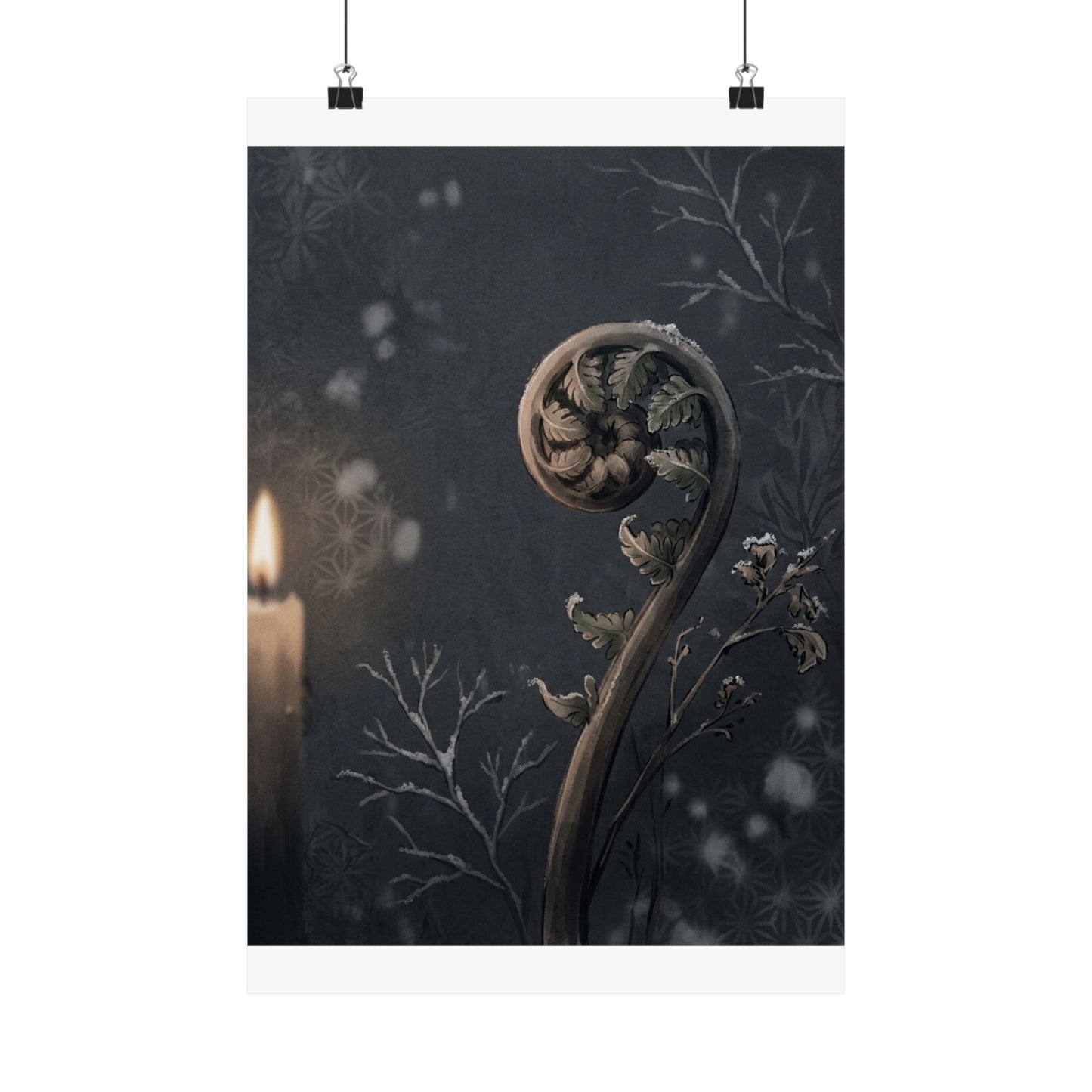 Fern Unfurling Japanese Pattern Wall Art Print | Warm Japandi Art