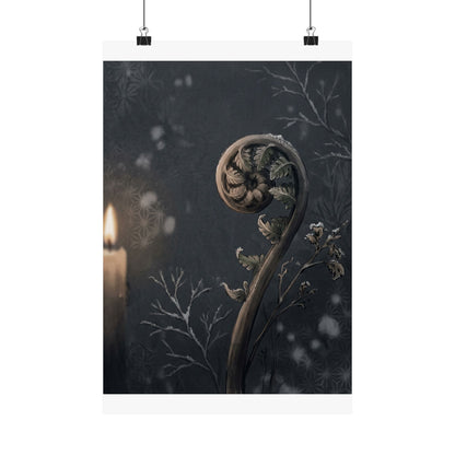 Fern Unfurling Japanese Pattern Wall Art Print | Warm Japandi Art