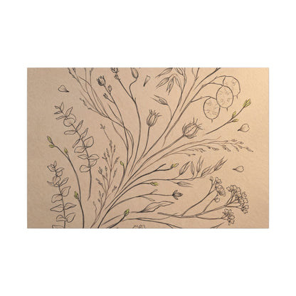 Japandi Dried Flowers in Golden Hour | Minimal Line Canvas Art Art Print