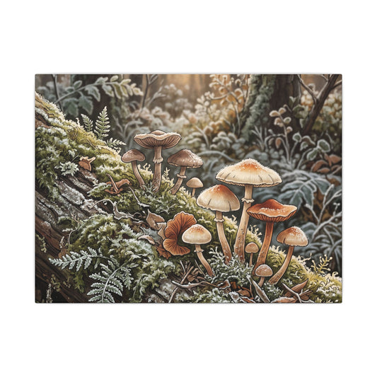 Cottagecore Wild Mushrooms in Golden Hour | Forest Whimsy Canvas Art Art Print